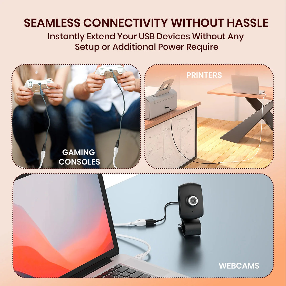 Uniconnect USB Male to USB Female 3A Cable