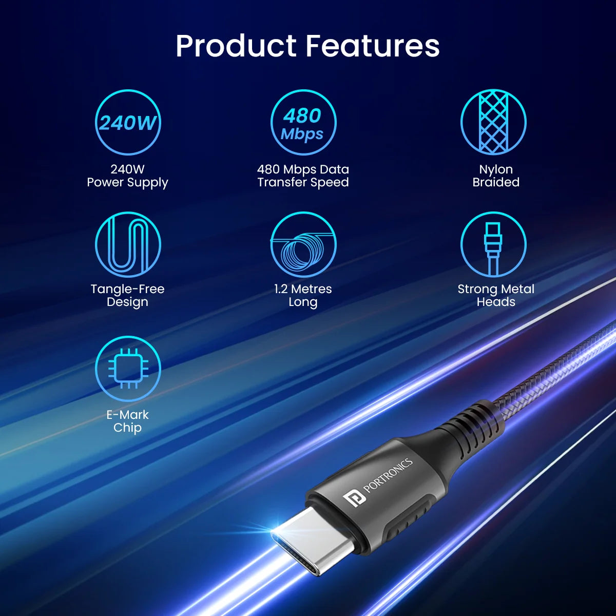 Konnect 240C 240W Type-C Charging Cable