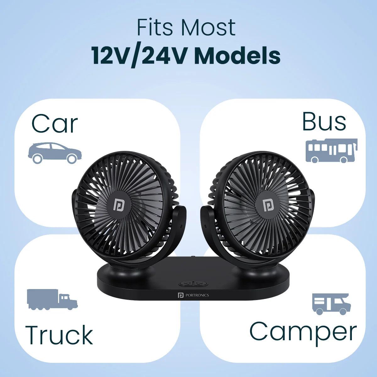 Twin Cool Dual Head USB Car Fan