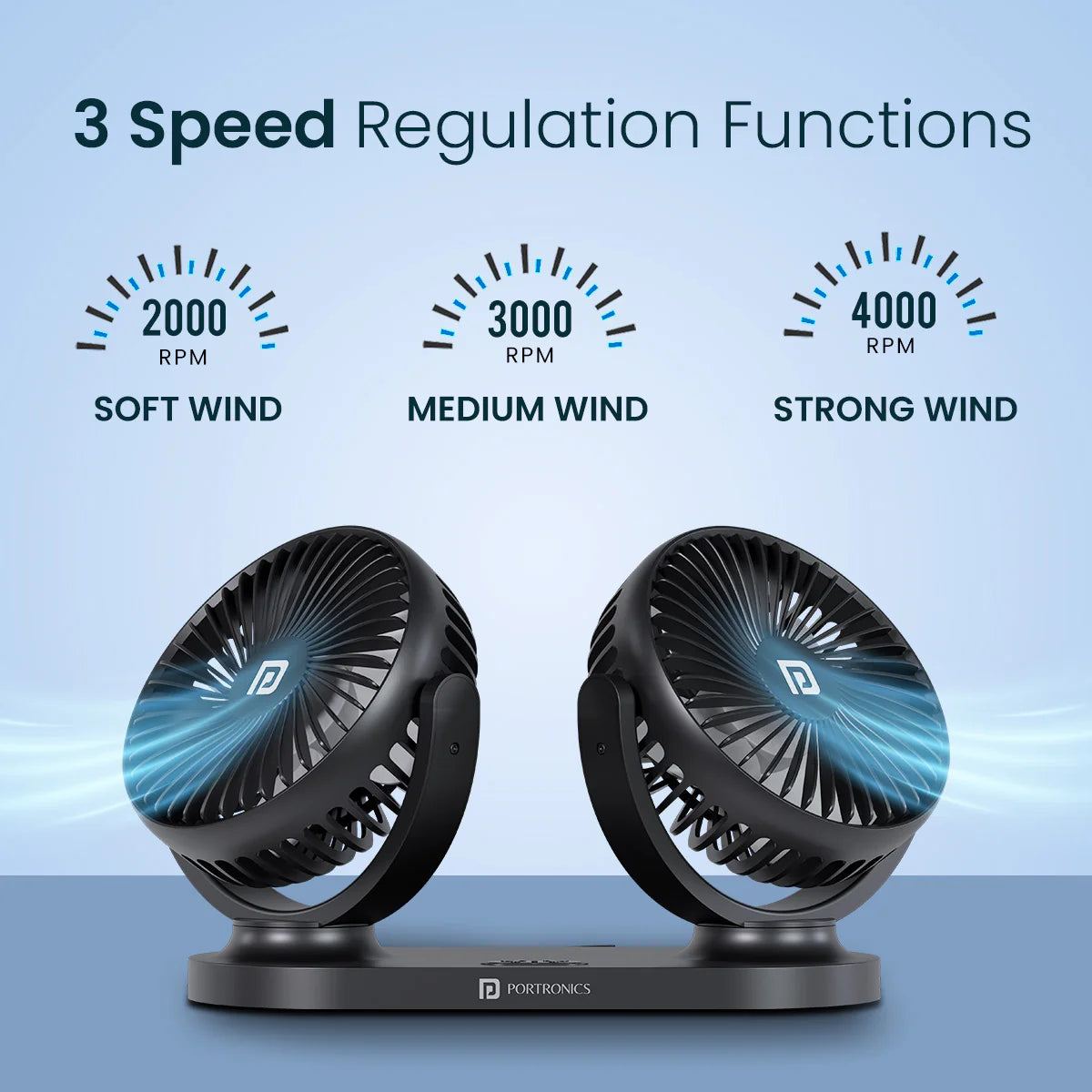 Twin Cool Dual Head USB Car Fan