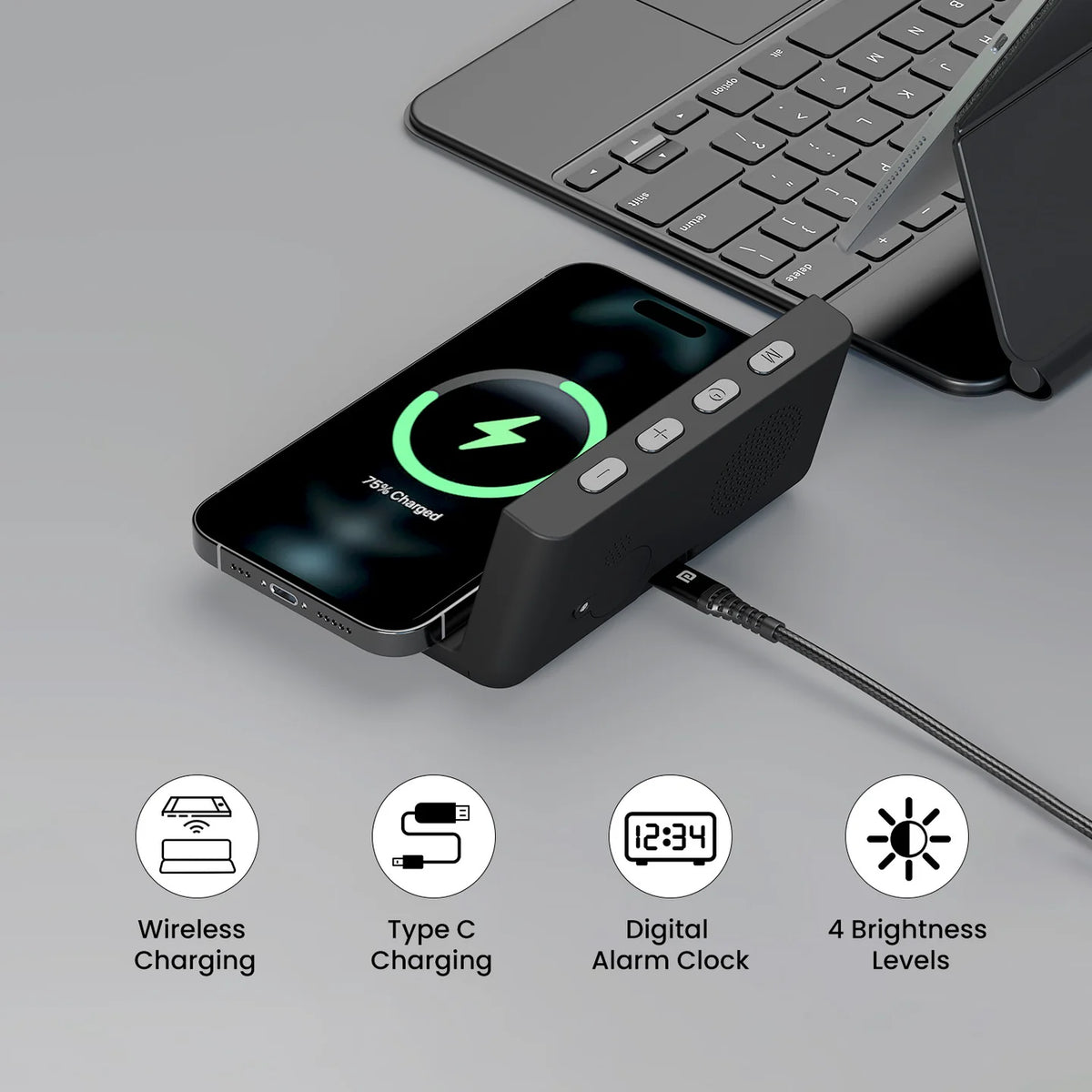 Freedom 4A Wireless Charger Alarm Clock