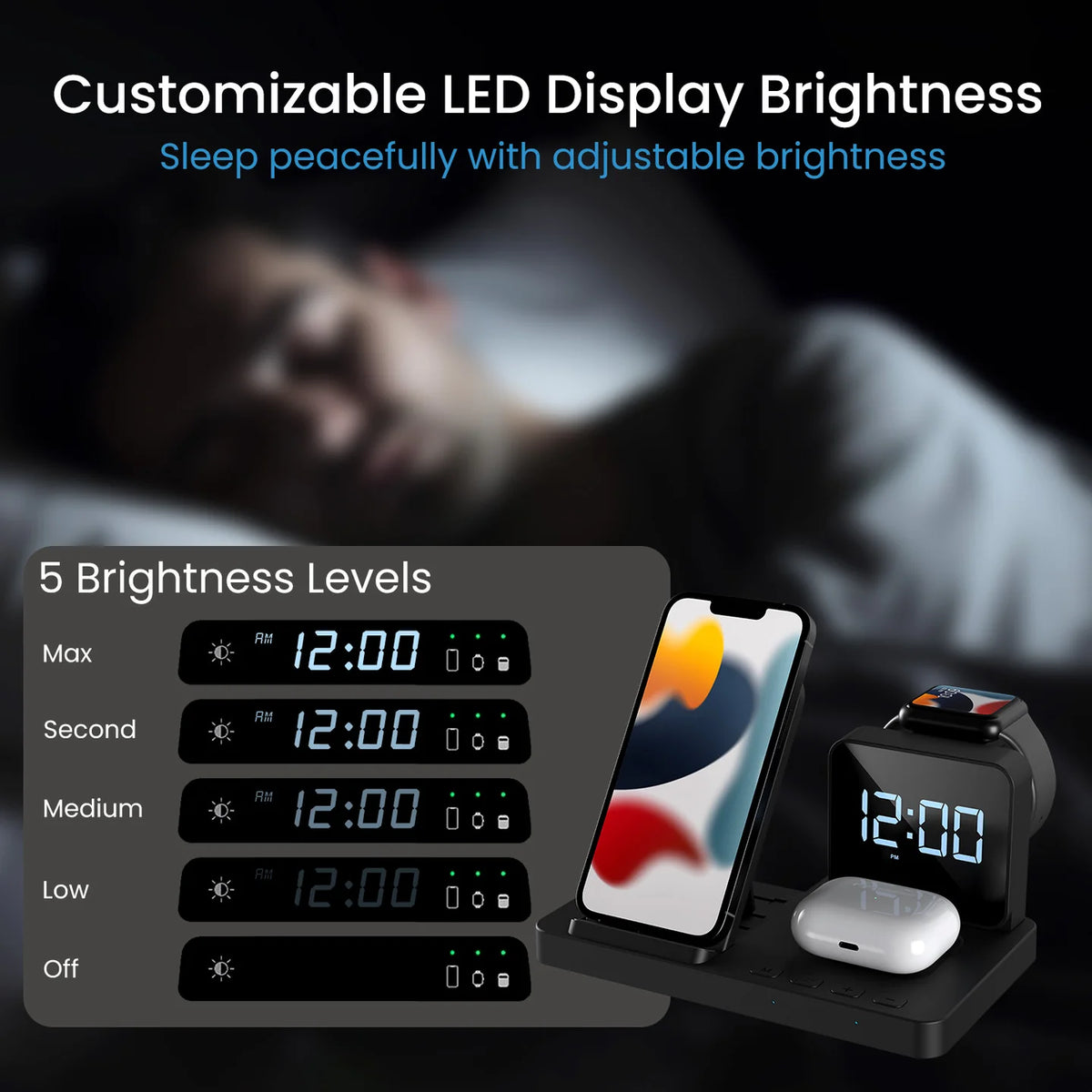 Bella 3-in-1 Wireless Charger Alarm Clock