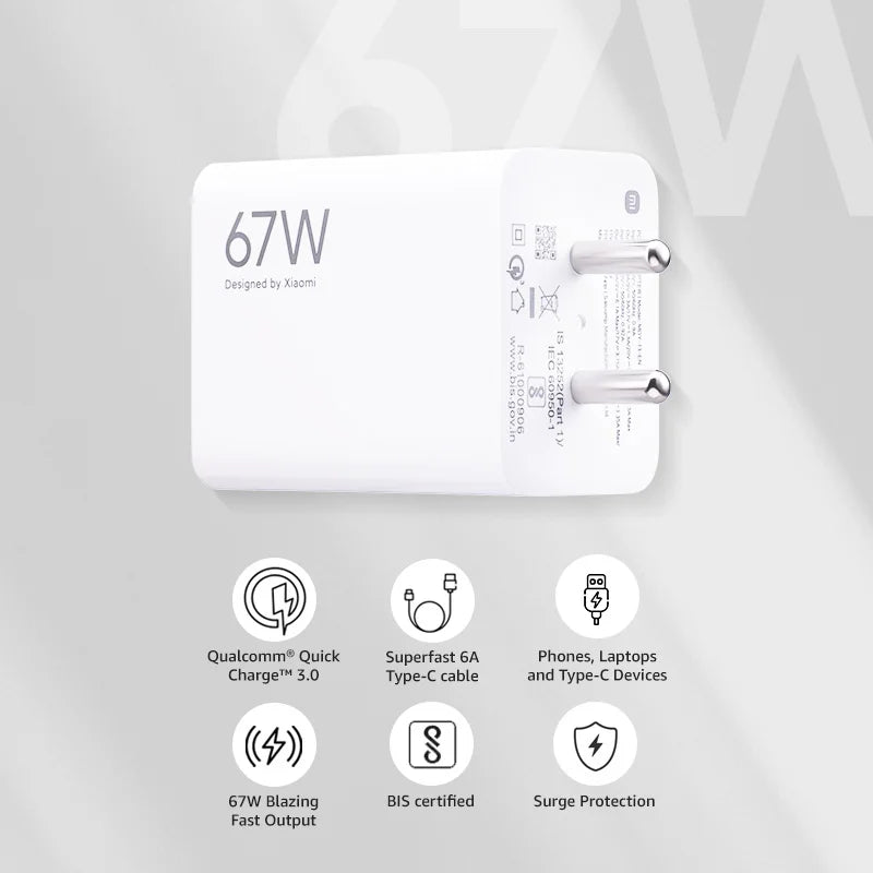 67W SonicCharge Power Adapter with USB Cable #color_white