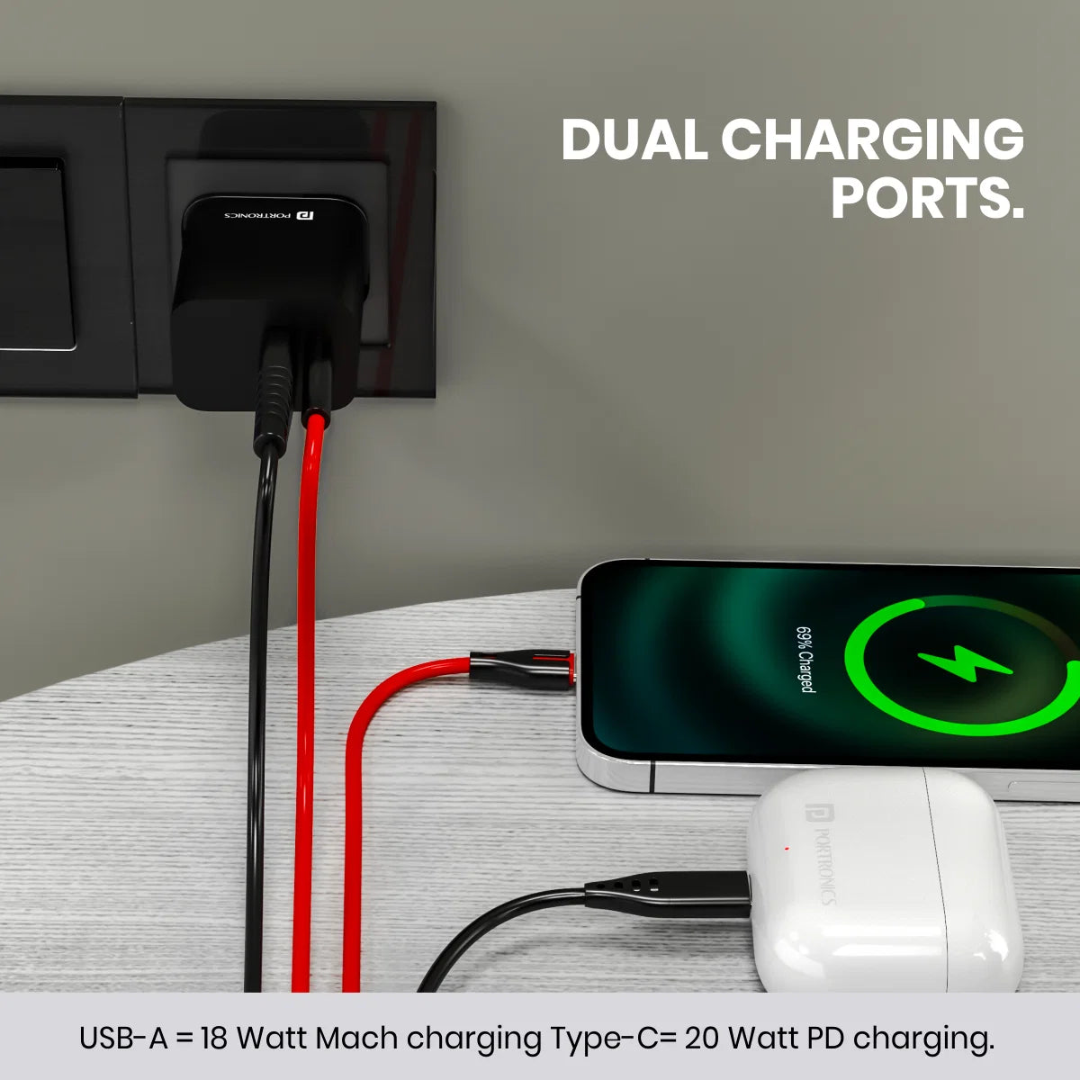 Adapto 20B 20W Dual Port Charger