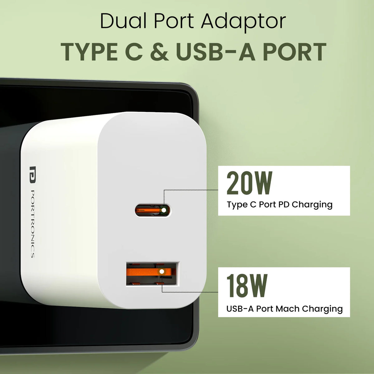 Adapto 20B 20W Dual Port Fast Charger