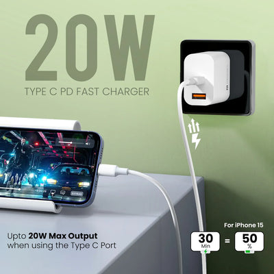 Adapto 20B 20W Dual Port Fast Charger