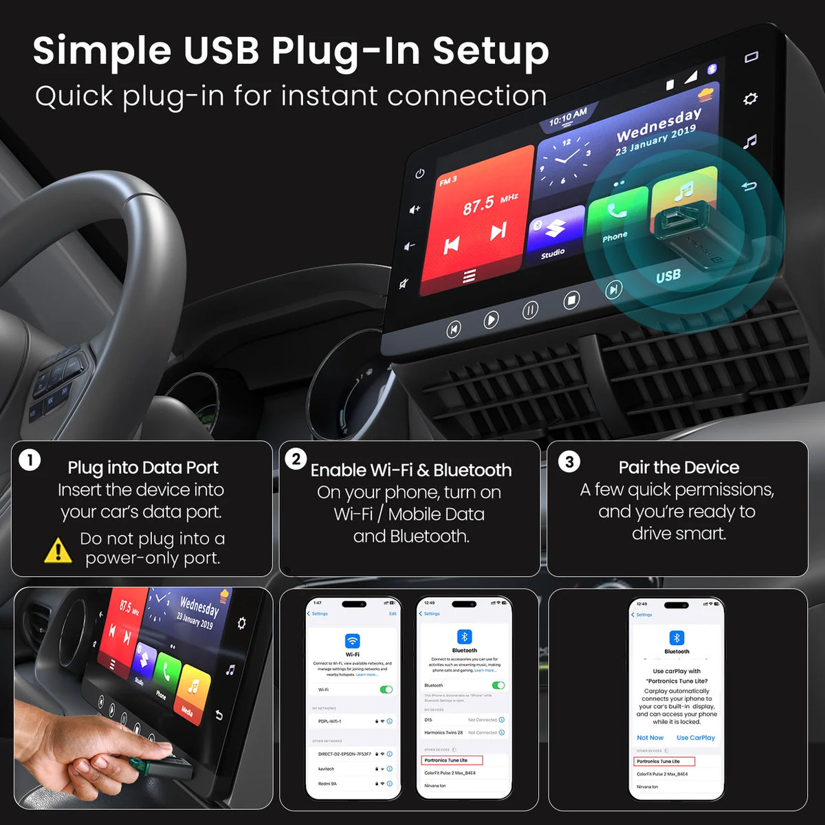 Tune Lite Wireless CarPlay Android Auto Adapter
