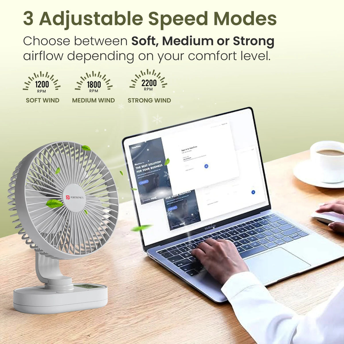 Airloop 4000mAh Automatic Oscillating Table Fan