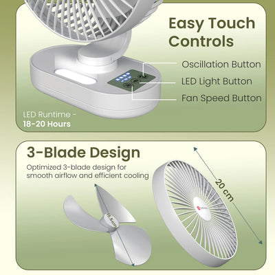 Airloop 4000mAh Automatic Oscillating Table Fan
