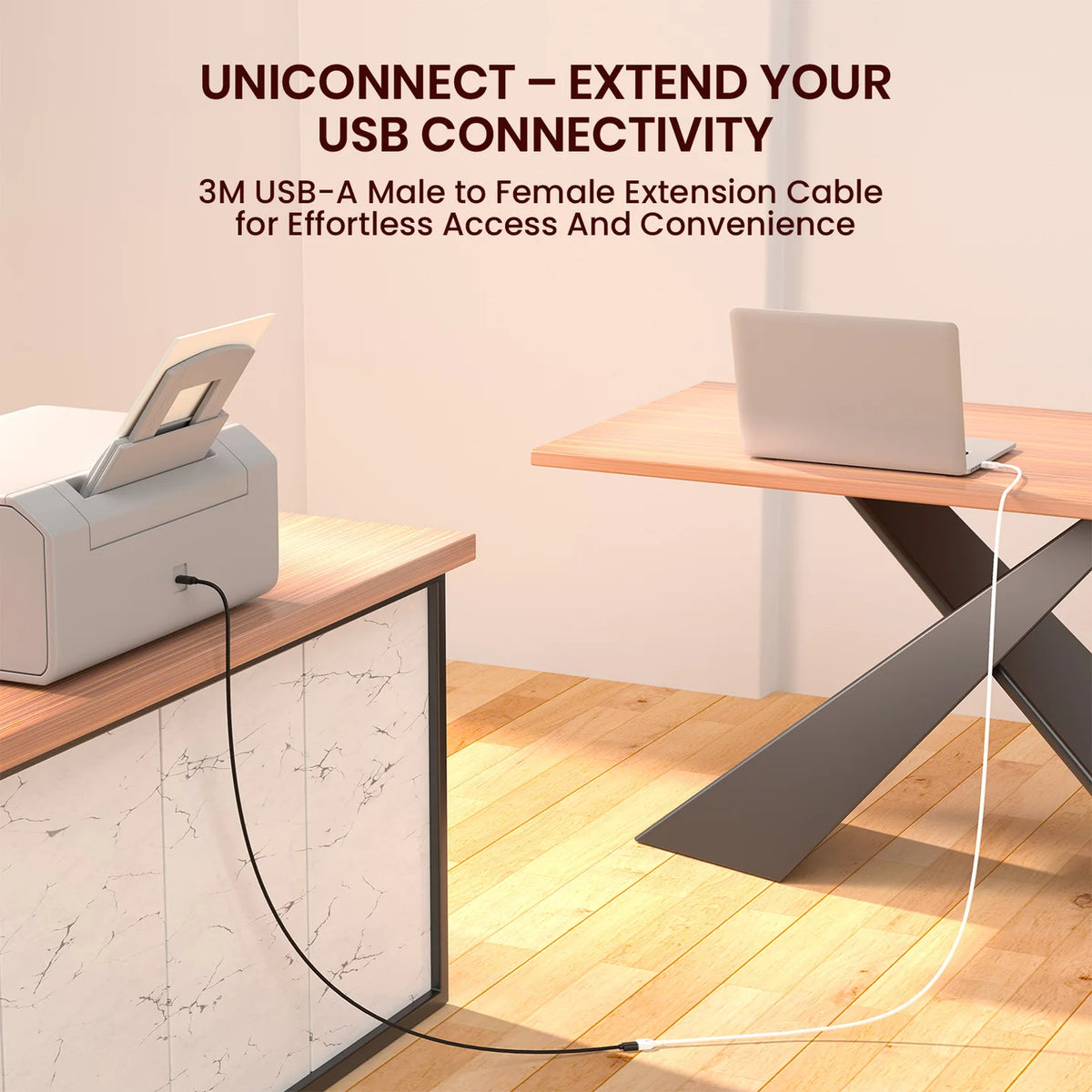 Uniconnect USB Male to USB Female 3A Cable