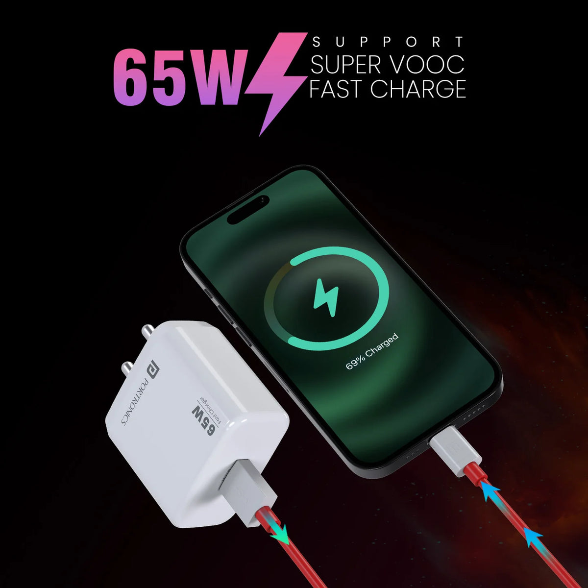 Adapto 65A 65W SuperVOOC Fast Charger