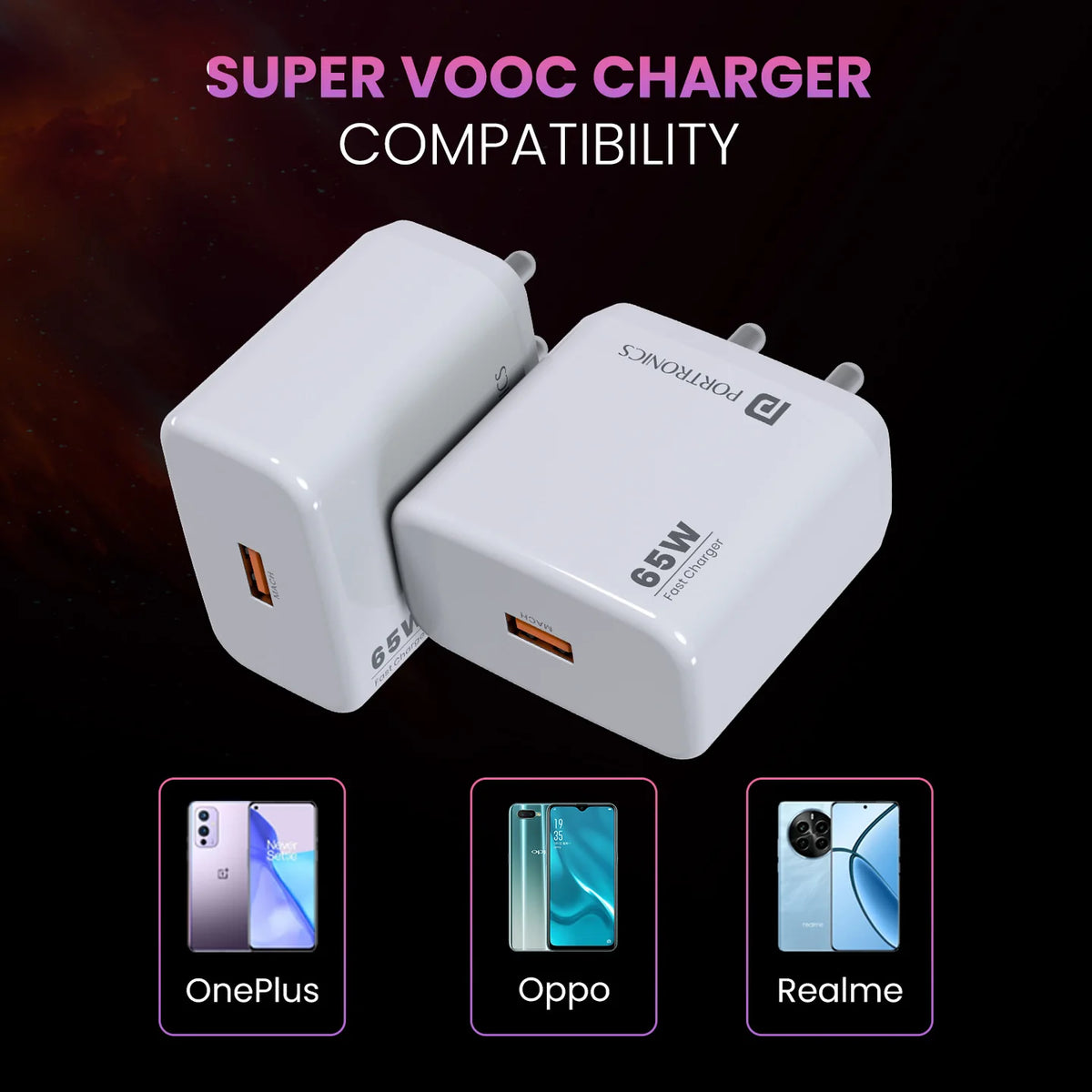 Adapto 65A 65W SuperVOOC Fast Charger