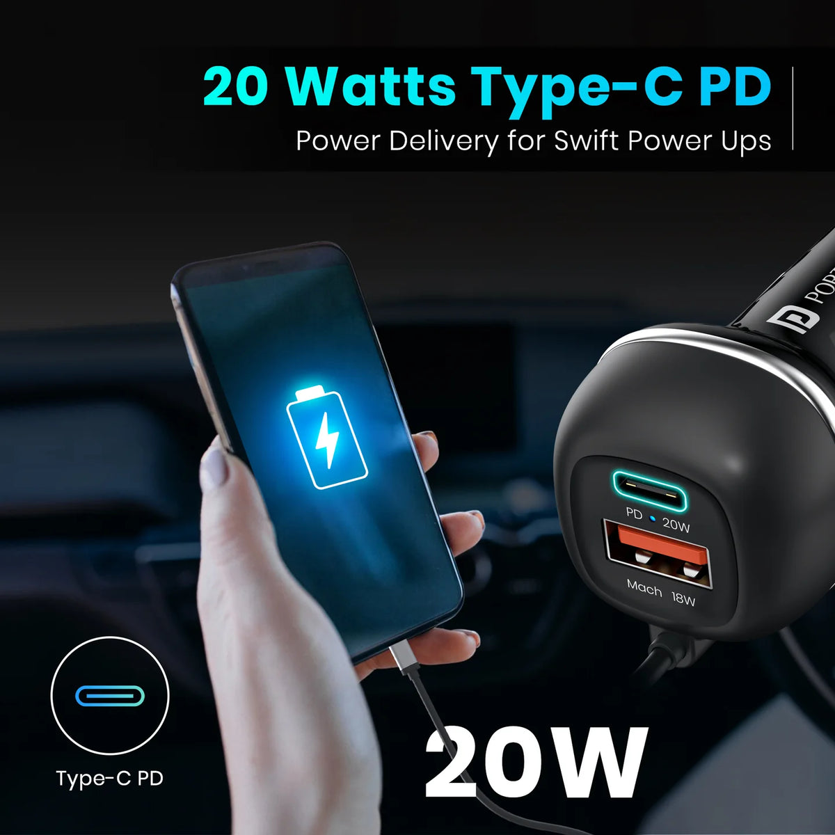 Car Power 1C USB-C Car Charger