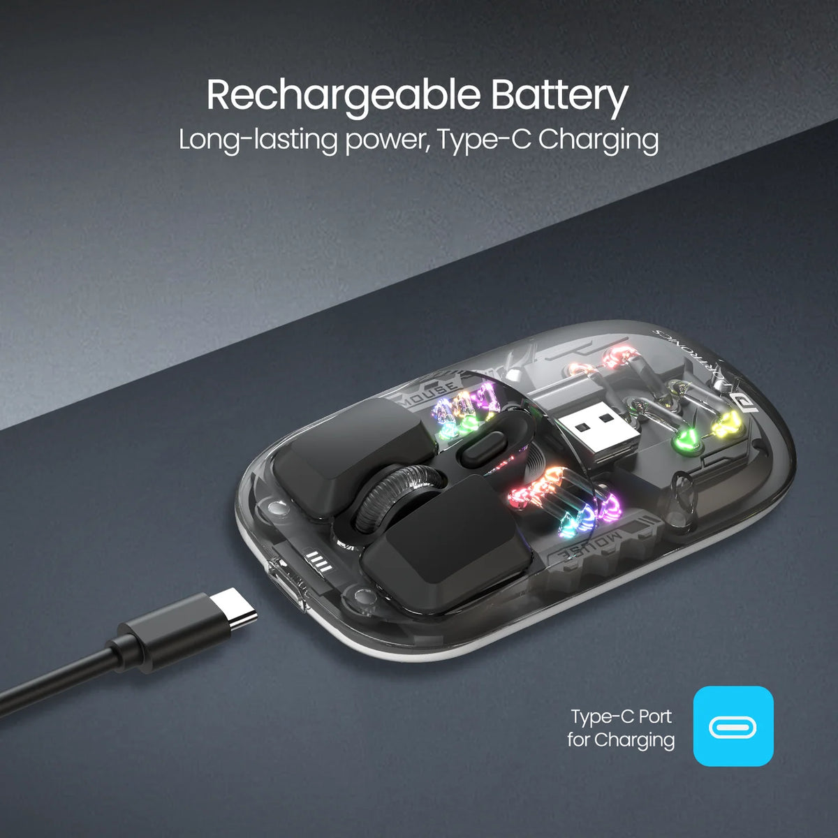 Toad 5 Transparent Wireless RGB Mouse