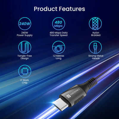 Konnect 240C 240W Type-C Charging Cable