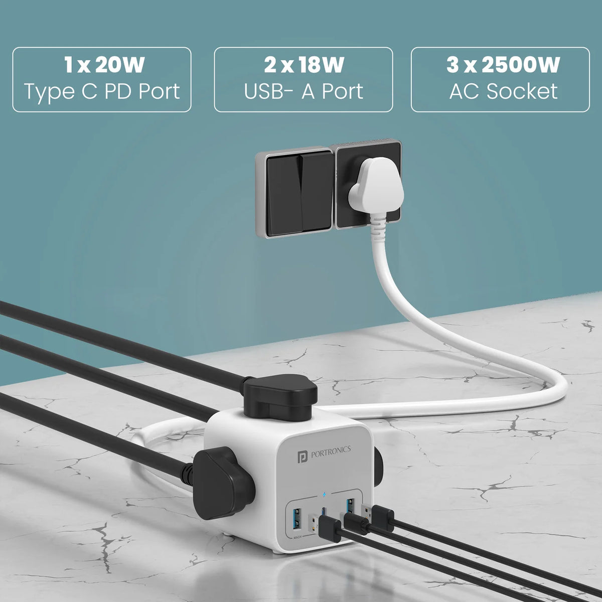 6-in-1 Desktop Power Strip Volt 20