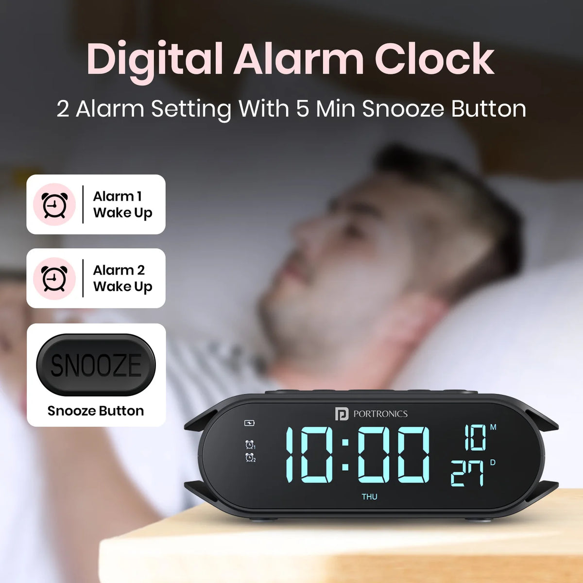 VoltClock 15W Wireless Charger Alarm Clock