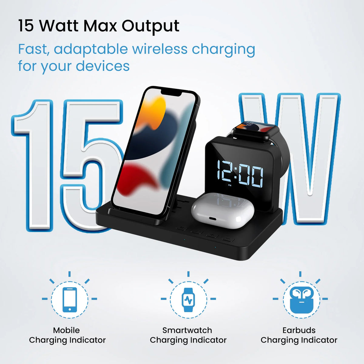 Bella 3-in-1 Wireless Charger Alarm Clock